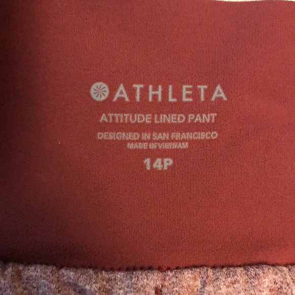 Athleta Attitude Lined Jogger Rouching Legs Drawstring Pant Rust Bronze SZ 14P - Picture 7 of 10